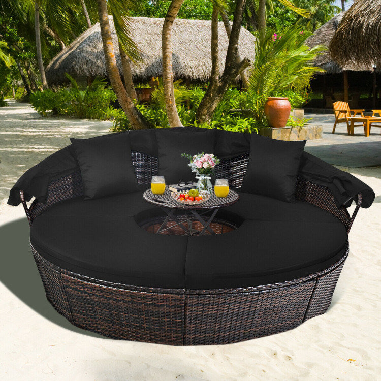 Outdoor Daybed with Retractable Canopy - HomeBrainsandBrawn