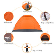 1-Person Waterproof Camping Dome Tent Automatic Pop Up Quick Shelter Outdoor Hiking Orange - HomeBrainsandBrawn