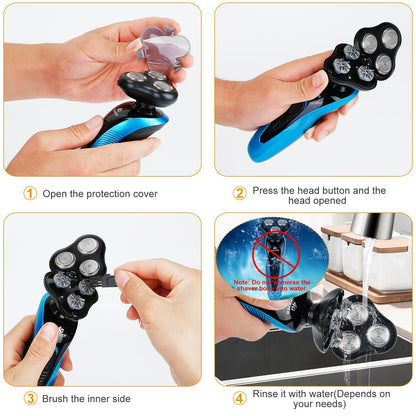 4 In 1Electric Shaver for Men IPX7 Waterproof Beard Trimmer Cordless Rechargeable Razor Beard - Home Brains And Brawn