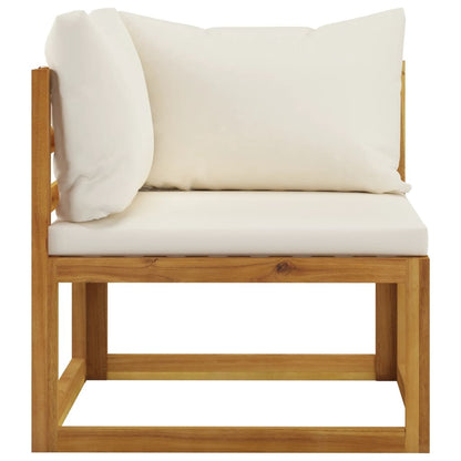 8 Piece Patio Lounge Set with Cushion Cream Solid Acacia Wood - Home Brains And Brawn