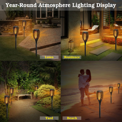 96 LEDs Solar Flame Torch Light Waterproof Flickering Flame Lamp - Home Brains And Brawn