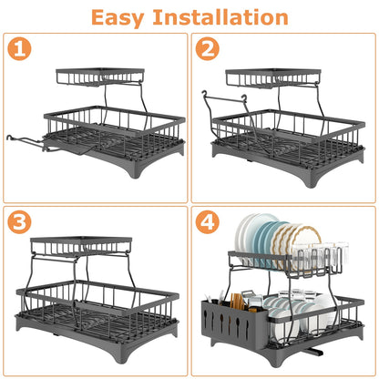 Dish Drying Rack for Kitchen Counter - HomeBrainsandBrawn