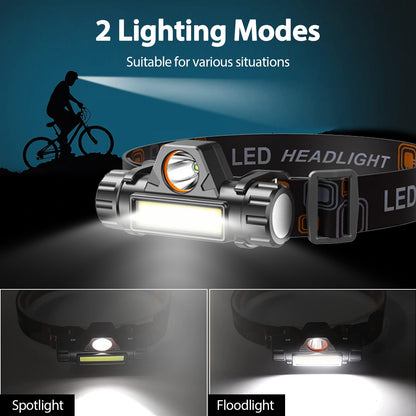 2 Packs Rechargeable Headlamp IPX4 Waterproof Headlight Flashlight - Home Brains And Brawn