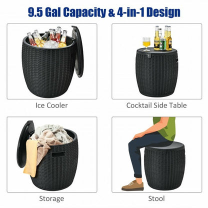 Patio Rattan Cool Bar Cocktail Table Side Table XH - Home Brains And Brawn