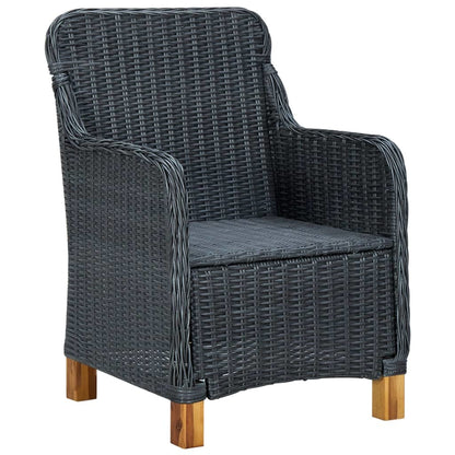 7 Piece Patio Dining Set with Cushions Poly Rattan Dark Gray - Home Brains And Brawn