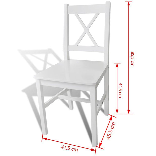 Dining Chairs 6 pcs White Pinewood - Home Brains And Brawn