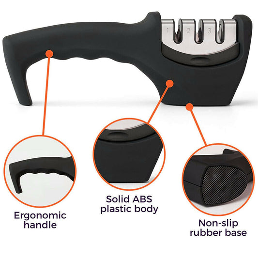 KNIFE SHARPENER Ceramic Tungsten Kitchen Knives Blade Sharpening System Tool USA XH - Home Brains And Brawn