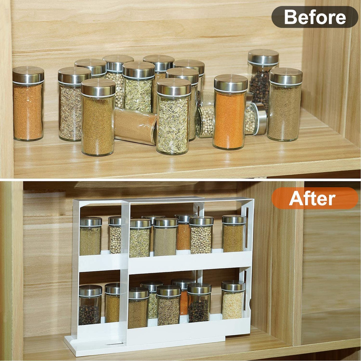 Swivel Cabinet Organizer Revolving Kitchen Rack Spice Organizer for Cabinet Condiment Holder Shelf