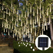 Solar Powered Meteor Shower String Lights 9.84FT Falling Raindrop Tube Lamp Water Resistant Decorative Lights - HomeBrainsandBrawn