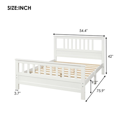 Wood Platform Bed Frame with Headboard and Footboard White RT - Home Brains And Brawn