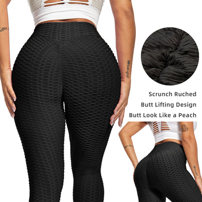 Women TIK Tok Leggings Bubble Textured Butt Lifting Yoga Pants Black Medium - Home Brains And Brawn