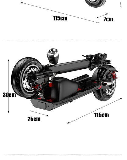 E-Scooters Off Road Foldable 10 inches Long Range E-Scooter With Seat - Home Brains And Brawn