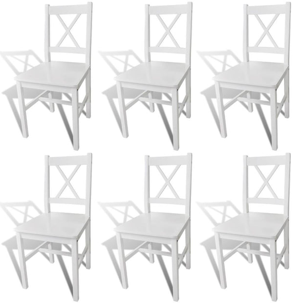 Dining Chairs 6 pcs White Pinewood - Home Brains And Brawn