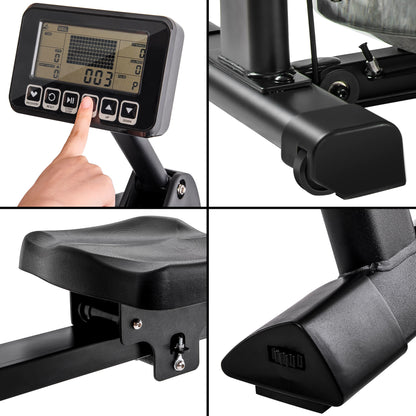 Water Rowing Machine Rower with LCD Monitor - Home Brains And Brawn