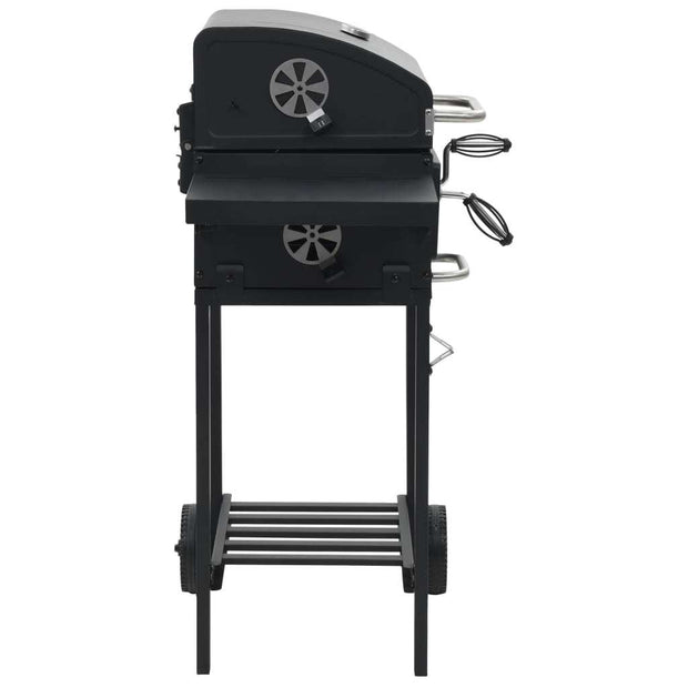 Charcoal-Fueled BBQ Grill with Bottom Shelf Black - Home Brains And Brawn