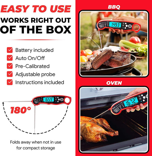 Digital Meat Thermometer with Probe - Waterproof - Home Brains And Brawn