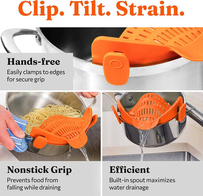 Kitchen Snap N Strain Pot Strainer and Pasta Strainer - Home Brains And Brawn