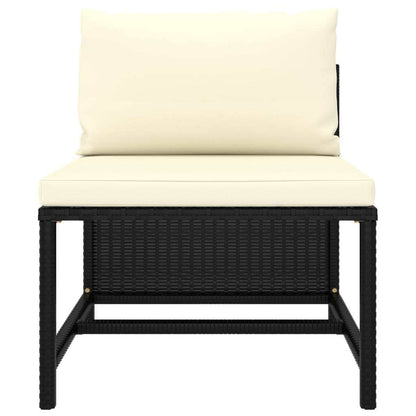 4-Seater Patio Sofa with Cushions Black Poly Rattan - Home Brains And Brawn