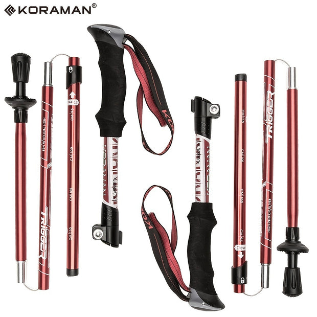 KORAMAN 1pair Collapsible Trekking Poles - Home Brains And Brawn