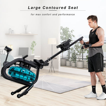 Water Rowing Machine Rower with LCD Monitor - Home Brains And Brawn