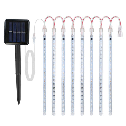 Solar Powered Meteor Shower String Lights 9.84FT Falling Raindrop Tube Lamp Water Resistant Decorative Lights - HomeBrainsandBrawn
