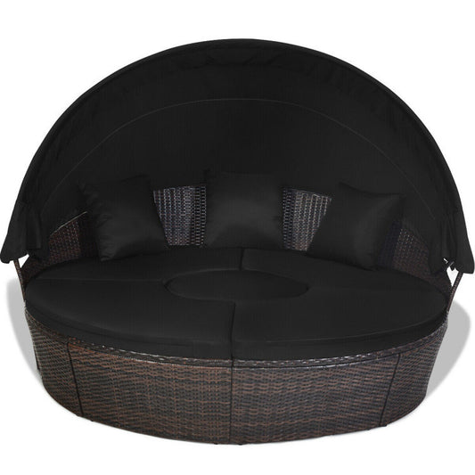 Outdoor Daybed with Retractable Canopy - HomeBrainsandBrawn