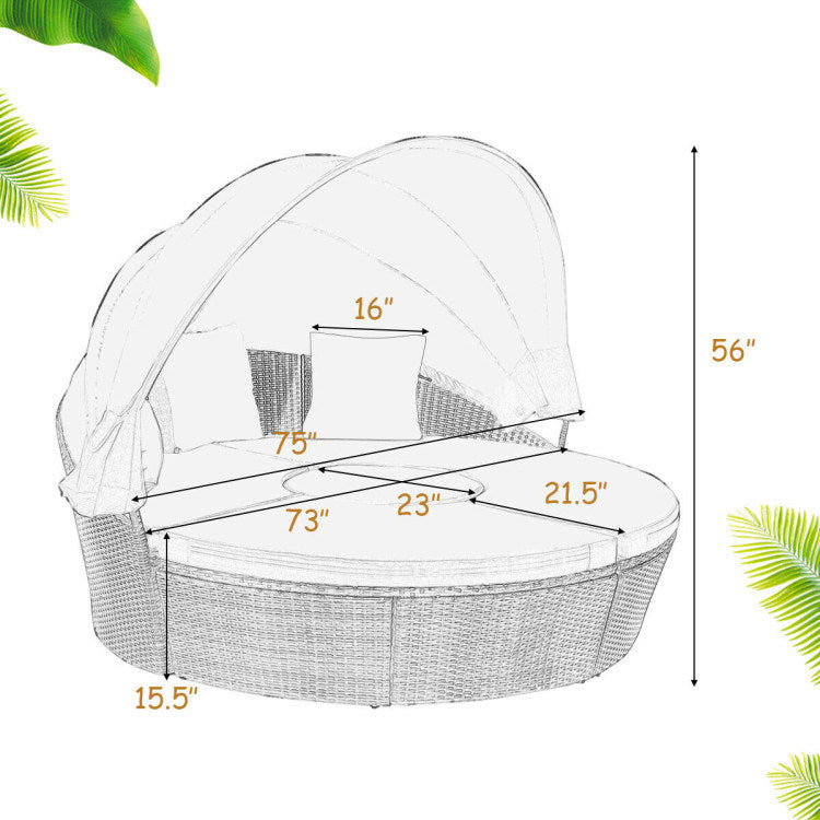 Outdoor Daybed with Retractable Canopy - HomeBrainsandBrawn