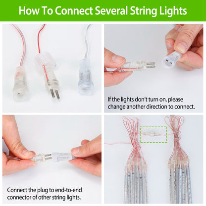 Solar Powered Meteor Shower String Lights 9.84FT Falling Raindrop Tube Lamp Water Resistant Decorative Lights - HomeBrainsandBrawn