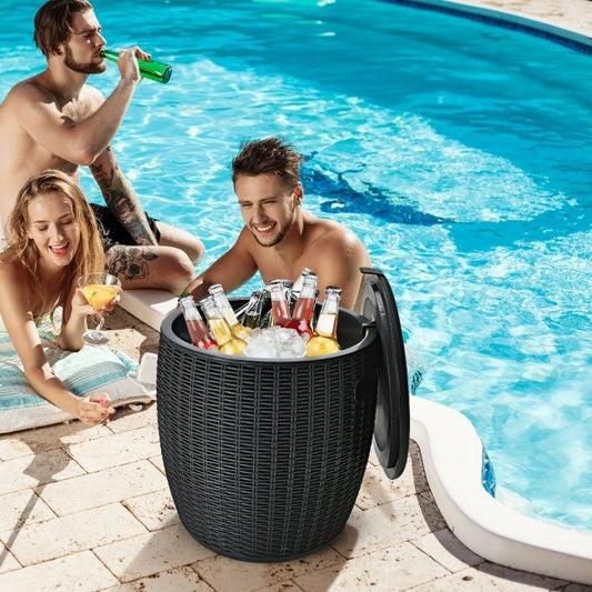 Patio Rattan Cool Bar Cocktail Table Side Table XH - Home Brains And Brawn
