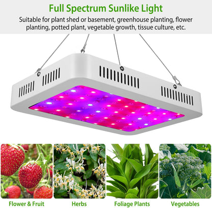 LED Grow Light 1000W 380-800nm Plant Grow Light - Home Brains And Brawn