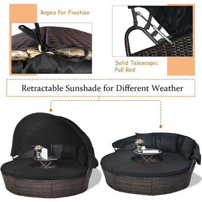 Outdoor Daybed with Retractable Canopy - HomeBrainsandBrawn