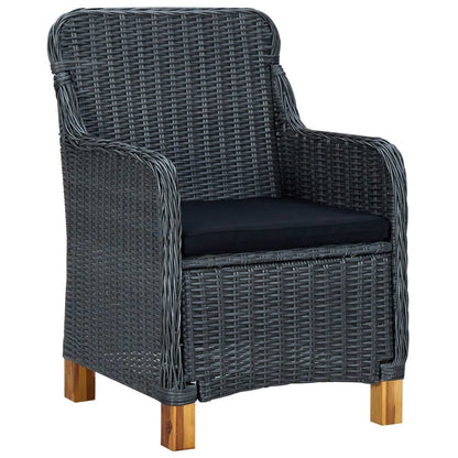 7 Piece Patio Dining Set with Cushions Poly Rattan Dark Gray - Home Brains And Brawn