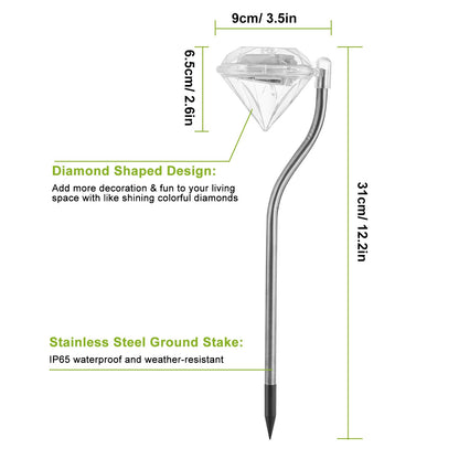 Solar Garden Light Outdoor Diamond LED Light - Home Brains And Brawn