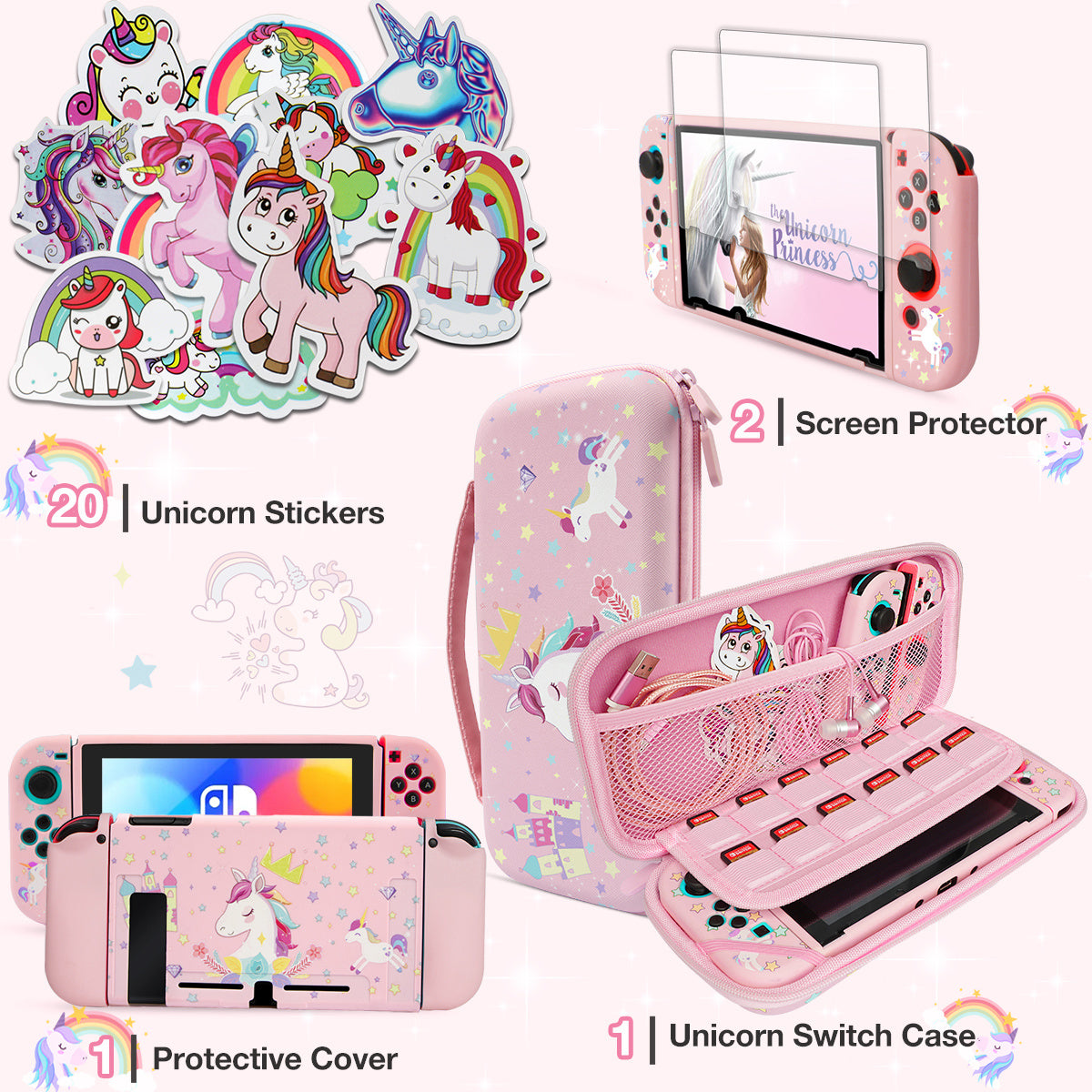 Pink Unicorn Carrying Case Compatible