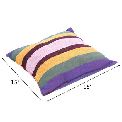 Free shipping Distinctive Cotton Canvas Hanging Rope Chair with Pillows Rainbow YJ - HomeBrainsandBrawn