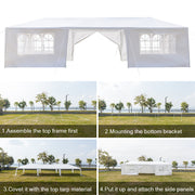 Party Tent 3 x 9m Eight Sides Two Doors Waterproof Tent with Spiral Tubes - Home Brains And Brawn