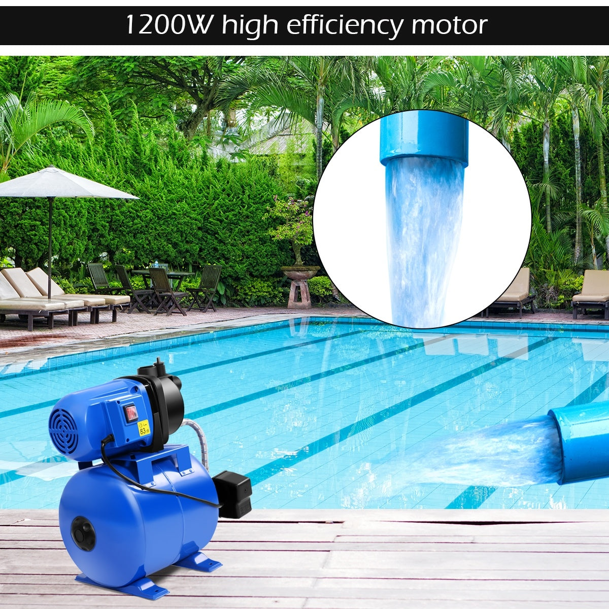 1200 W Garden Water Pump Shallow Well Pressurized Irrigation - Home Brains And Brawn