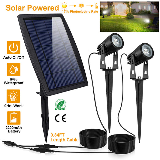 Twin Solar Spotlight Outdoor Light Sensor Lamps - Home Brains And Brawn