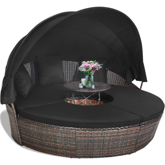 Outdoor Daybed with Retractable Canopy - HomeBrainsandBrawn