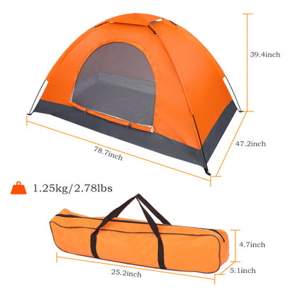 1-Person Waterproof Camping Dome Tent Automatic Pop Up Quick Shelter Outdoor Hiking Orange - HomeBrainsandBrawn