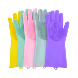 1 Pair Dishwashing Cleaning Gloves Magic Silicone Rubber Dish Washing Glove