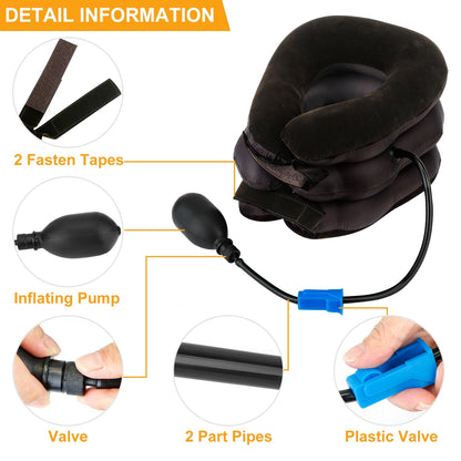 Inflatable Cervical Neck Traction Pillow Neck Shoulder Spine Alignment Pump - Home Brains And Brawn