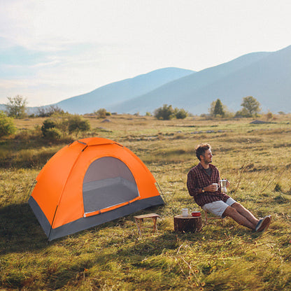 1-Person Waterproof Camping Dome Tent Automatic Pop Up Quick Shelter Outdoor Hiking Orange - HomeBrainsandBrawn