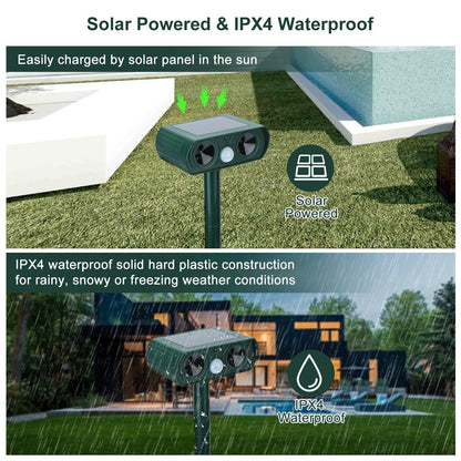 Ultrasonic Animal Repeller Solar Powered Motion Sensor Repellent - Home Brains And Brawn