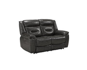 Imogen Loveseat Gray Leather-Aire YJ - Home Brains And Brawn