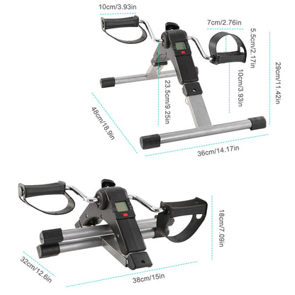 Foldable Exercise Bike Pedal Fitness Exerciser Cycle Bike with LCD Display Mini Pedal Exerciser for Leg Arm Physical Therapy Home Office Gym - Home Brains And Brawn