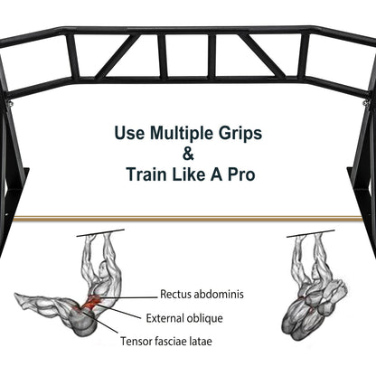 Pull Up Bar Wall Mounted Multi-Grip w/Hangers for Punching Strength Training - Home Brains And Brawn