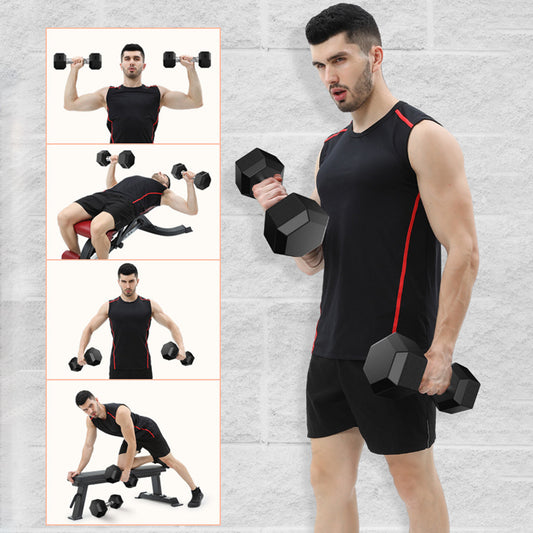 Barbell Set Of 2 Hex Rubber Dumbbell - Home Brains And Brawn
