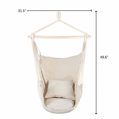 Hammock Chair Distinctive Cotton Canvas Hanging Rope Chair - HomeBrainsandBrawn
