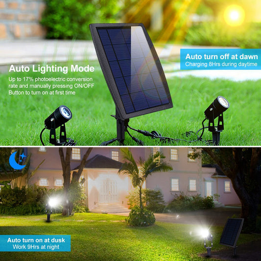 Twin Solar Spotlight Outdoor Light Sensor Lamps - Home Brains And Brawn